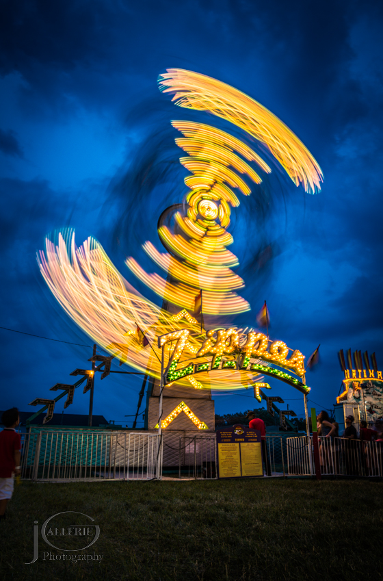 Night image of the Zipper at the Oceana County Fair. 